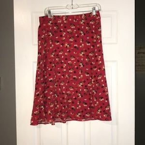 Red floral skirt